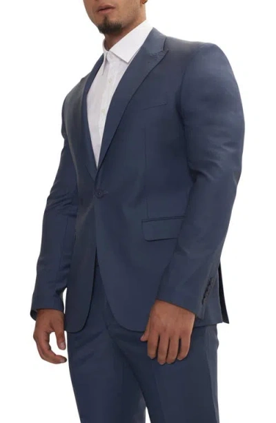 Ron Tomson Super 120s Merino Wool Tuxedo Jacket In Blue