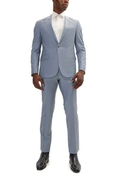 Ron Tomson Super 120s Merino Wool Tuxedo Jacket In Blue