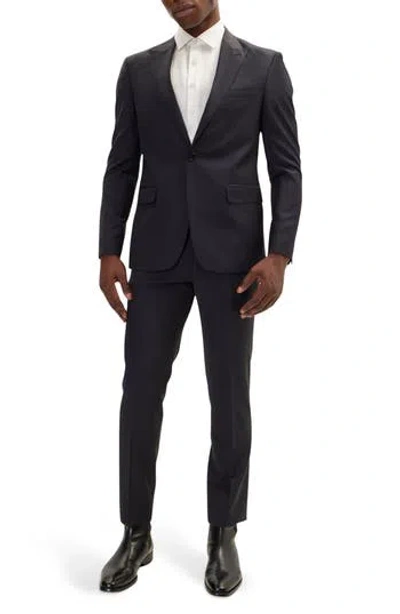 Ron Tomson Super 120s Merino Wool Tuxedo Jacket In Black