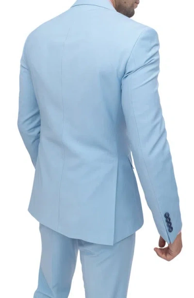 Ron Tomson Super 120s Wool Double Breasted Tuxedo Jacket In Blue