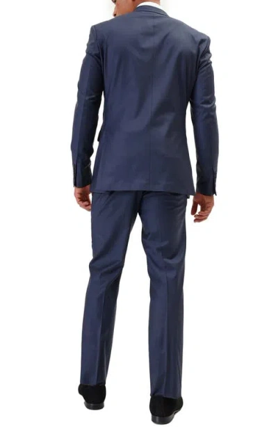Ron Tomson Super 120s Wool Double Breasted Tuxedo Jacket In Blue