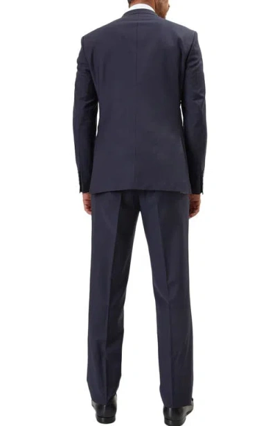 Ron Tomson Super 120s Wool Double Breasted Tuxedo Jacket In Blue