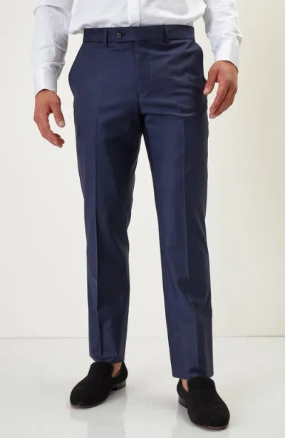 Ron Tomson Super 120s Wool Double Breasted Tuxedo Jacket In Blue