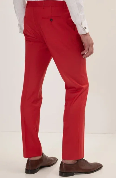 Ron Tomson Super 120s Wool Double Breasted Tuxedo Jacket In Red