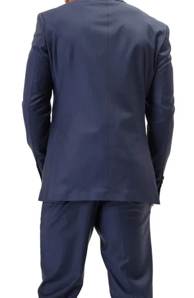 Ron Tomson Super 120s Wool Double Breasted Tuxedo Jacket In Blue