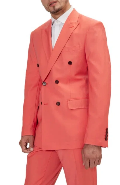 Ron Tomson Super 120s Wool Double Breasted Tuxedo Jacket In Orange