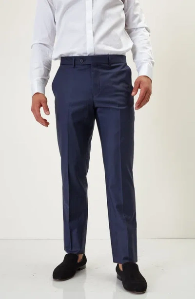 Ron Tomson Super 120s Wool Double Breasted Tuxedo Jacket In Blue