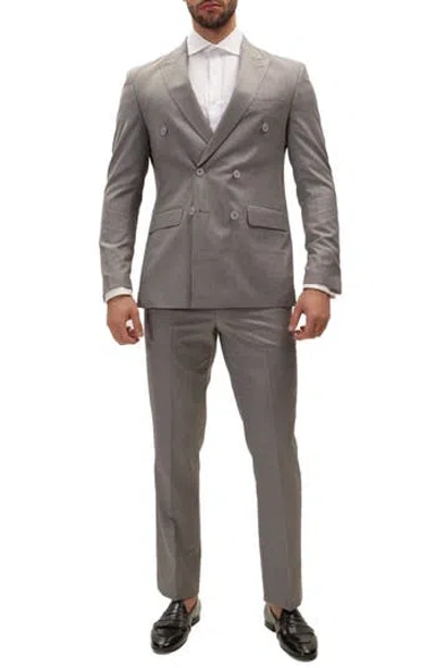 Ron Tomson Super 120s Wool Double Breasted Tuxedo Jacket In Gray