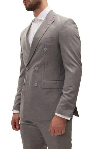 Ron Tomson Super 120s Wool Double Breasted Tuxedo Jacket In Gray
