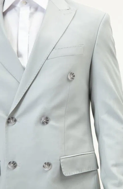 Ron Tomson Super 120s Wool Double Breasted Tuxedo Jacket In Silver