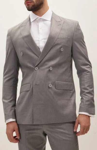 Ron Tomson Super 120s Wool Double Breasted Tuxedo Jacket In Gray