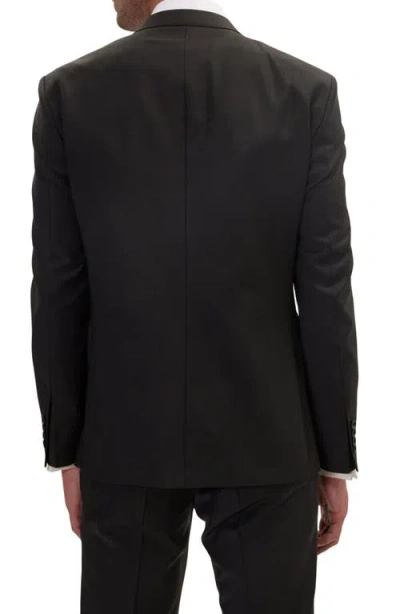 Ron Tomson Super 120s Wool Double Breasted Tuxedo Jacket In Black