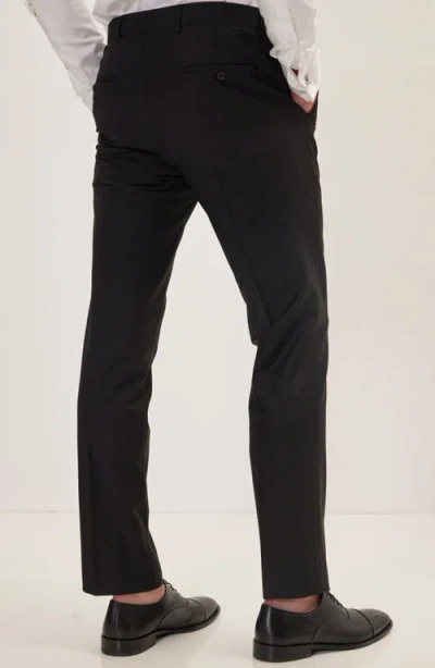 Ron Tomson Super 120s Wool Double Breasted Tuxedo Jacket In Black