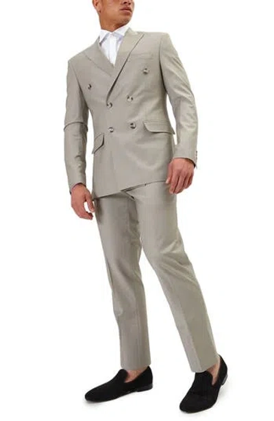 Ron Tomson Super 120s Wool Double Breasted Tuxedo Jacket In Gray