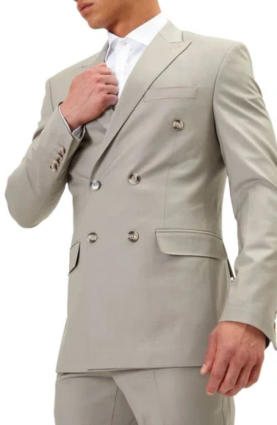 Ron Tomson Super 120s Wool Double Breasted Tuxedo Jacket In Gray