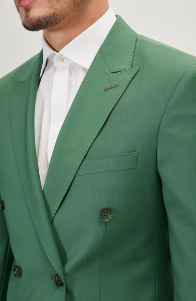 Ron Tomson Super 120s Wool Double Breasted Tuxedo Jacket In Green