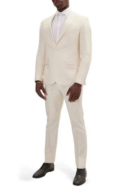 Ron Tomson Super 120s Merino Wool Tuxedo Jacket In White