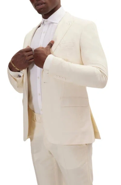 Ron Tomson Super 120s Merino Wool Tuxedo Jacket In White