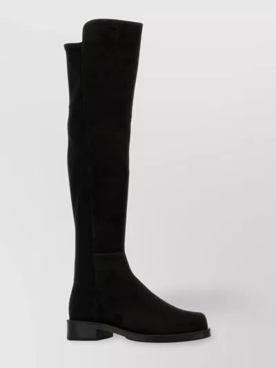Stuart Weitzman Suede And Fabric Knee-high Block Heel Boots