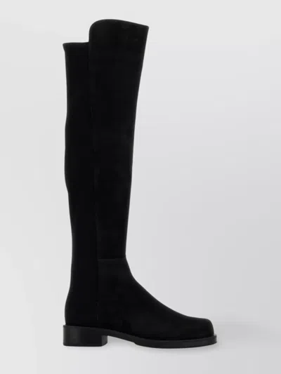 Stuart Weitzman Suede And Fabric Knee-high Block Heel Boots