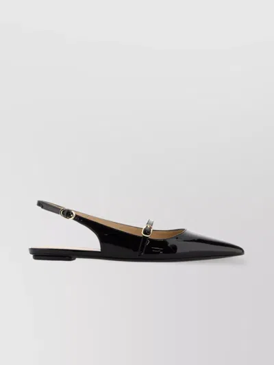 Stuart Weitzman Emilia Patent Mary Jane Slingback Ballerina Flats In Black