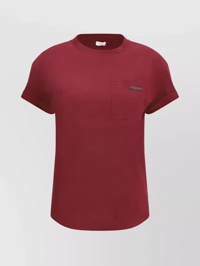 Brunello Cucinelli Cotton T-shirt Embellished Shiny Jewels In Red