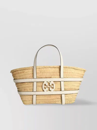 Tory Burch Ella White Basket Straw Shopping Bag