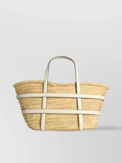 Tory Burch Ella White Basket Straw Shopping Bag