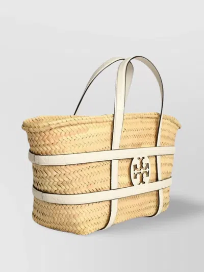 Tory Burch Ella White Basket Straw Shopping Bag