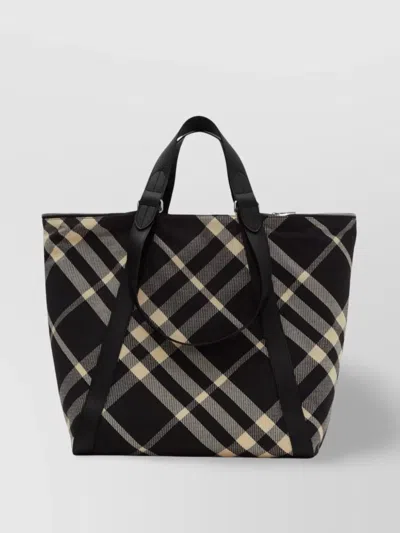 Burberry Checkered Pattern Shoulder Bags With Dual Handles