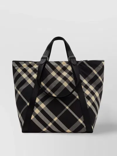 Burberry Checkered Pattern Shoulder Bags With Dual Handles