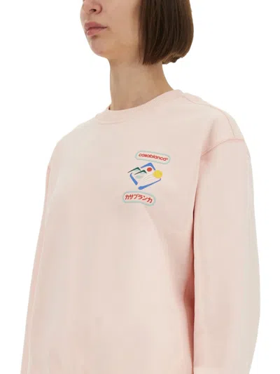 Casablanca Mountain Sports Crewneck Sweater In Pink