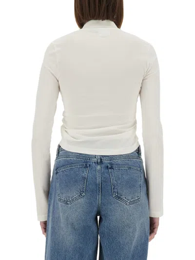 Courrèges Twist Cotton Piqué Cropped Polo In White