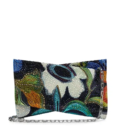 Christian Louboutin Loubitwist Small Clutch Bag In Flower Strass Satin