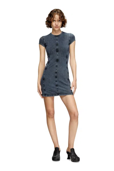 Diesel Mini Dress In Denim-look Jersey In Blue