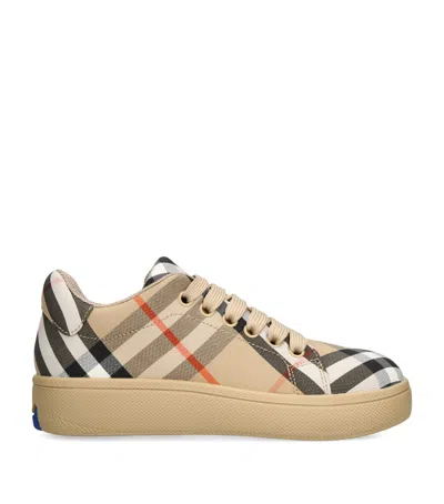Burberry Cotton Check Sneakers In Nude