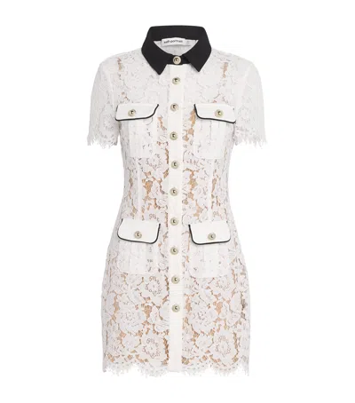 Self-portrait Short Dress With Floral Lace Embroidery Self Portrait In White