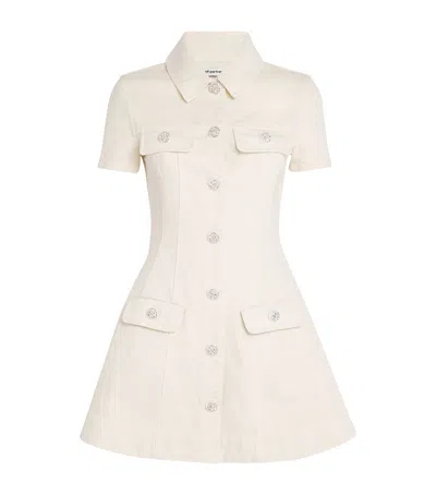 Self-portrait Structured Beige Dress With Classic Collar And Flap Pockets