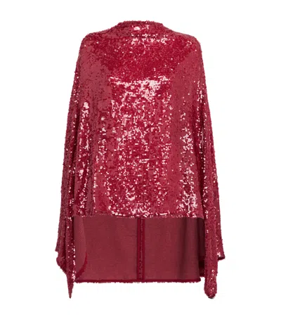 Lapointe Oversized Sequin Cape T-shirt In Red
