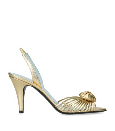 Valentino Garavani Valentino Royal Heart 65 Leather Slingback Sandal In Gold