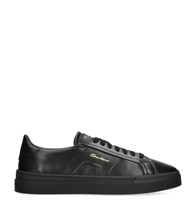 Santoni Men's Black Leather Dbs Oly Sneaker
