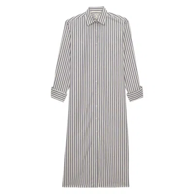 Ines De La Fressange Robe Douglas En Coton Bleue À Rayures Épaisses In Multi