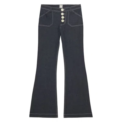 Ines De La Fressange Charlotte Pant In Navy W Cream In Blue