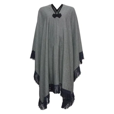 Ines De La Fressange Poncho Gonzalo En Lin Mélangé Gris In Gray