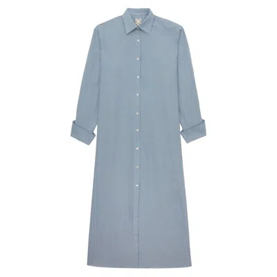 Ines De La Fressange Robe Douglas En Coton Bleue À Fines Rayures In Blue