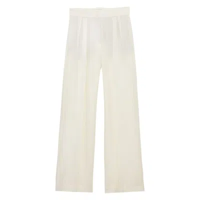 Ines De La Fressange Pantalon Marlène En Lin Blanc In Neutral