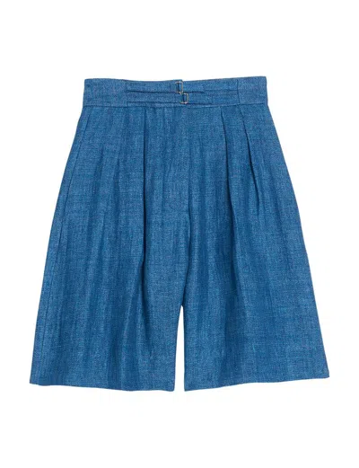 Ines De La Fressange Short Prune Bleu Denim In Blue