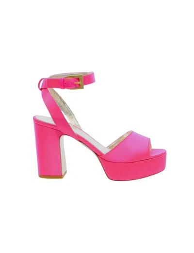 Ines De La Fressange Sandale À Plateforme Rose Satin In Pink