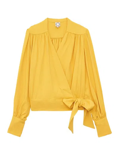 Ines De La Fressange Blouse Coupe Ample En Crêpe Elena Jaune In Yellow