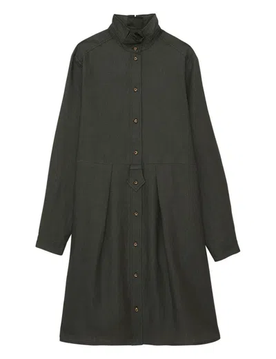 Ines De La Fressange Robe Monica En Lin Vert Foncé In Green